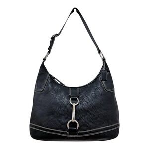 Coach Hamilton Hobo Pebbled Leather Black Shoulder Bag F13088